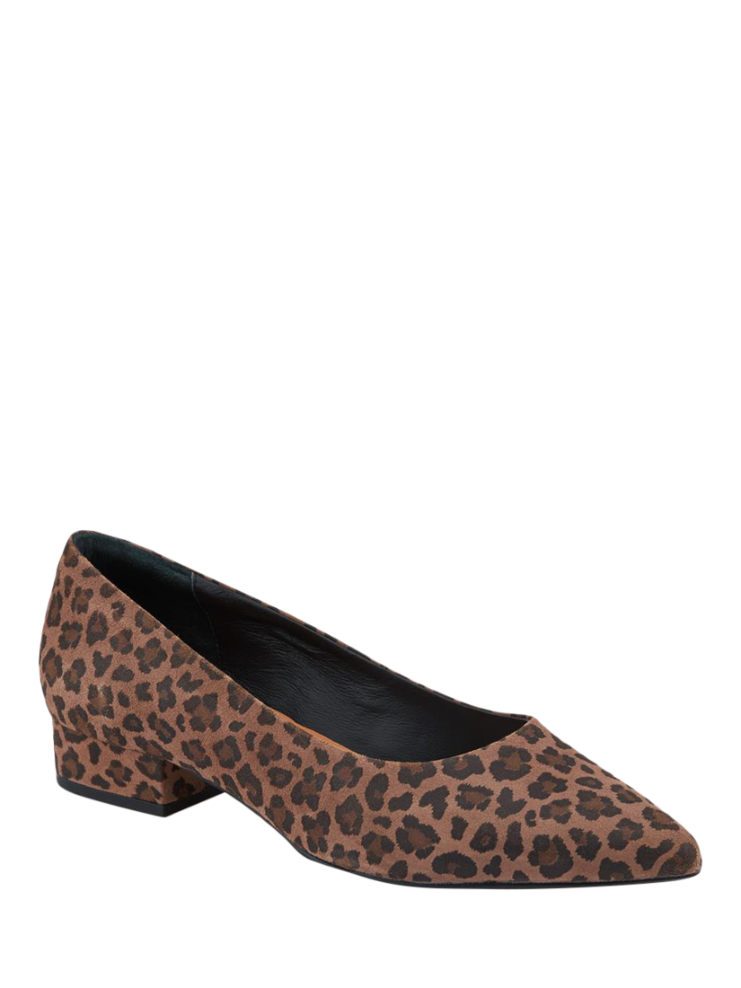 Product image 3 of 6, which shows Jones Bootmaker Sunstone Leather Leopard Print Court Shoes, Brown, 6.5