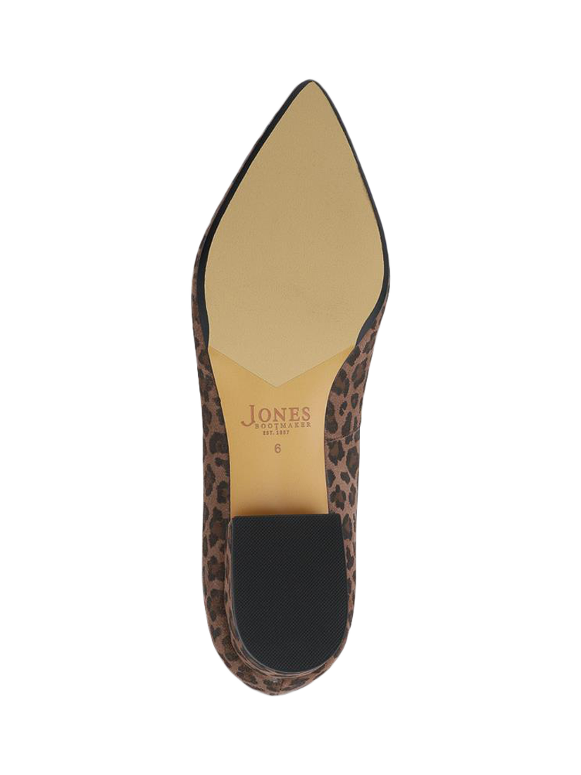 Product image 6 of 6, which shows Jones Bootmaker Sunstone Leather Leopard Print Court Shoes, Brown, 6.5