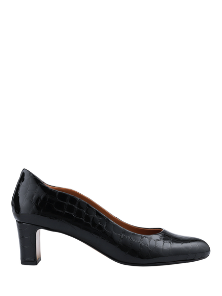 Jones Bootmaker Zoey Leather Scallop Heeled Courts, Black