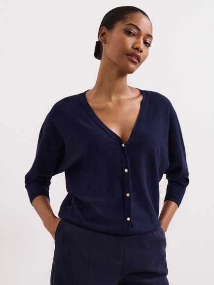 Phase Eight Cristine Knit Cardigan, Navy, Navy