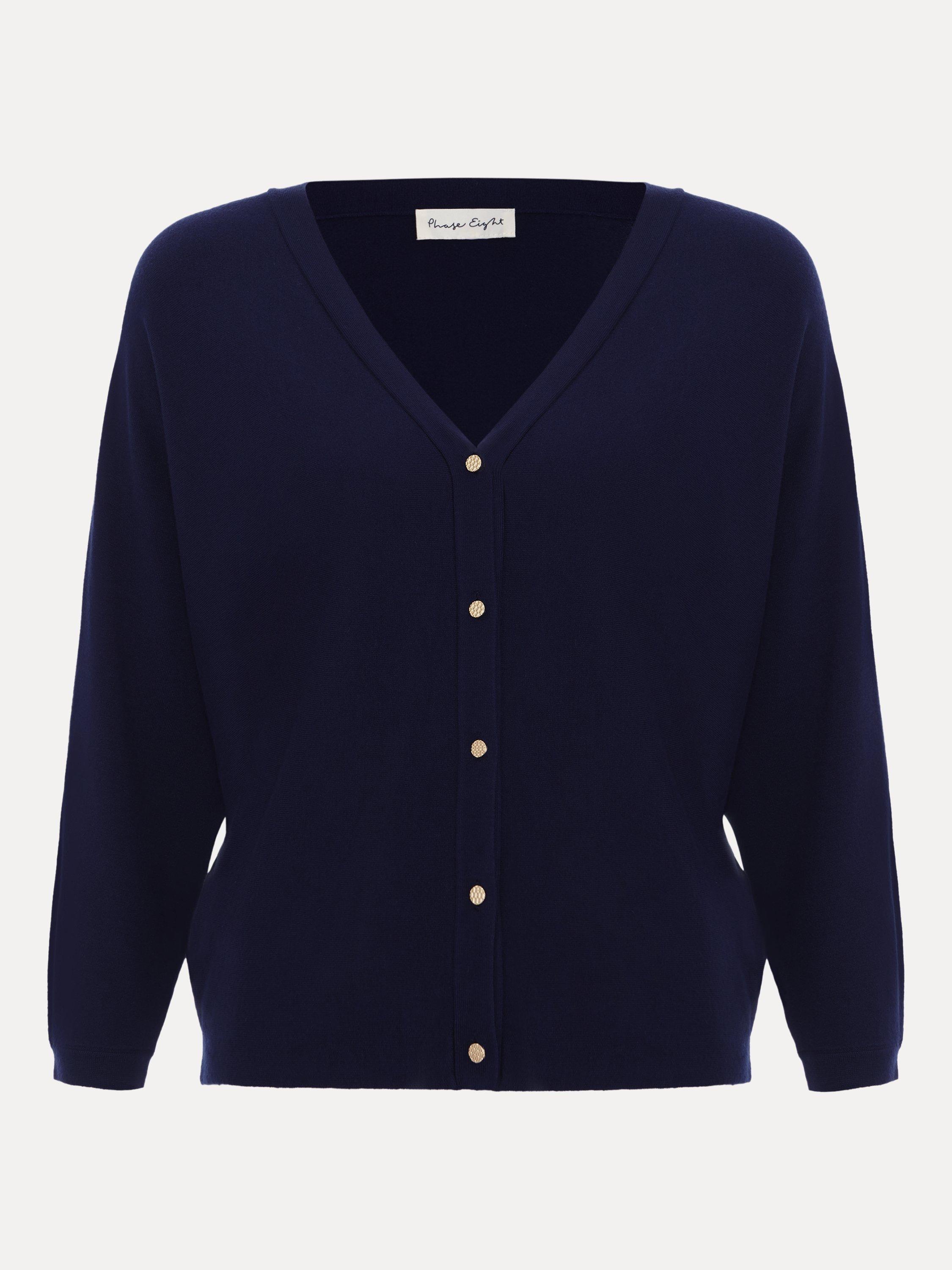 Product image 5 of 8, which shows Phase Eight Cristine Knit Cardigan, Navy, L
