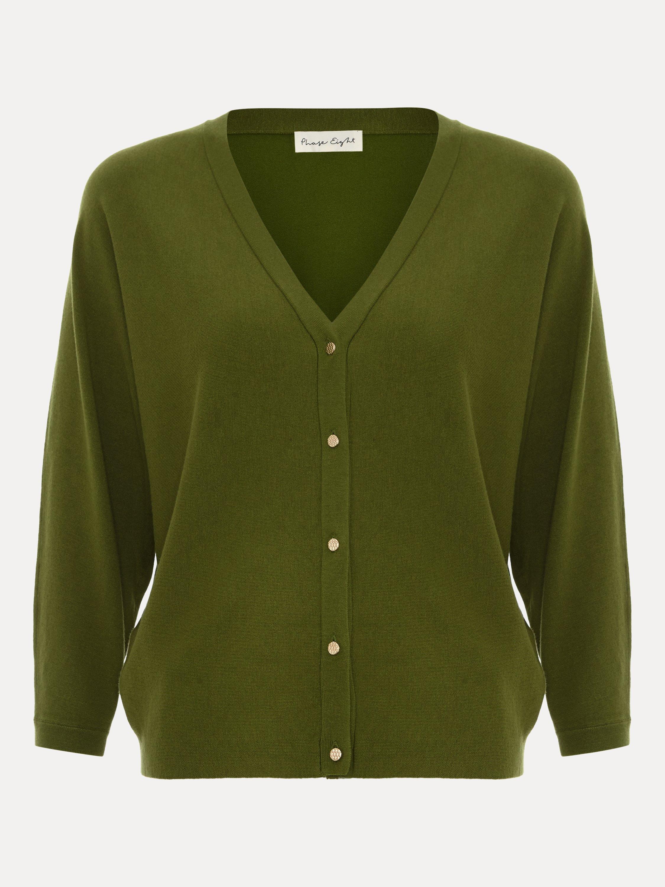 Product image 5 of 8, which shows Phase Eight Cristine V-Neck Cardigan, Green, L