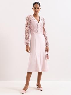 Phase Eight Ayumi Lace Midi Dress, Pale Pink, Pale Pink