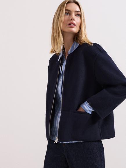 Phase Eight Georgie Double Face Zip Jacket, Navy, Navy
