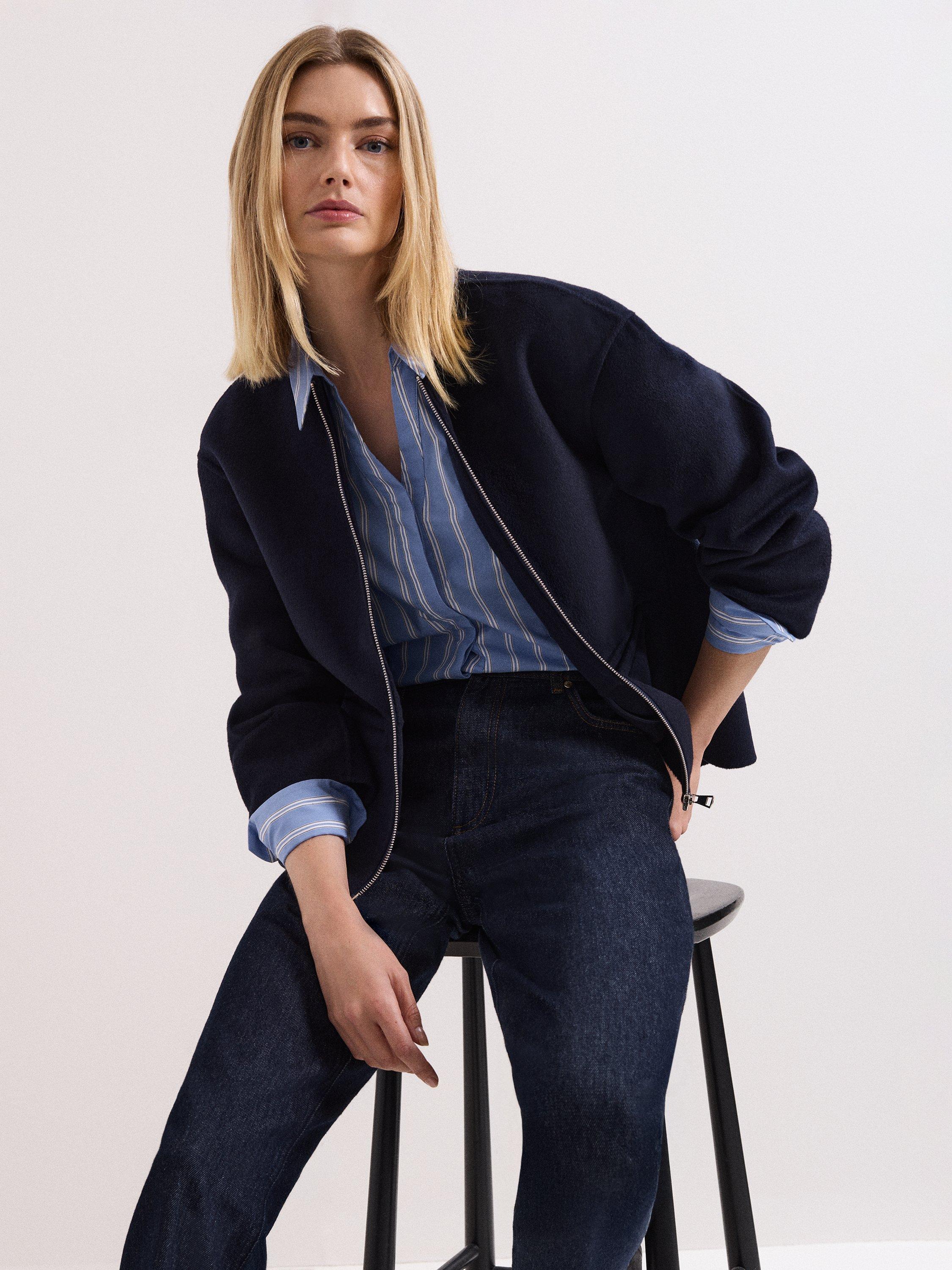 Product image 4 of 8, which shows Phase Eight Georgie Double Face Zip Jacket, Navy, L