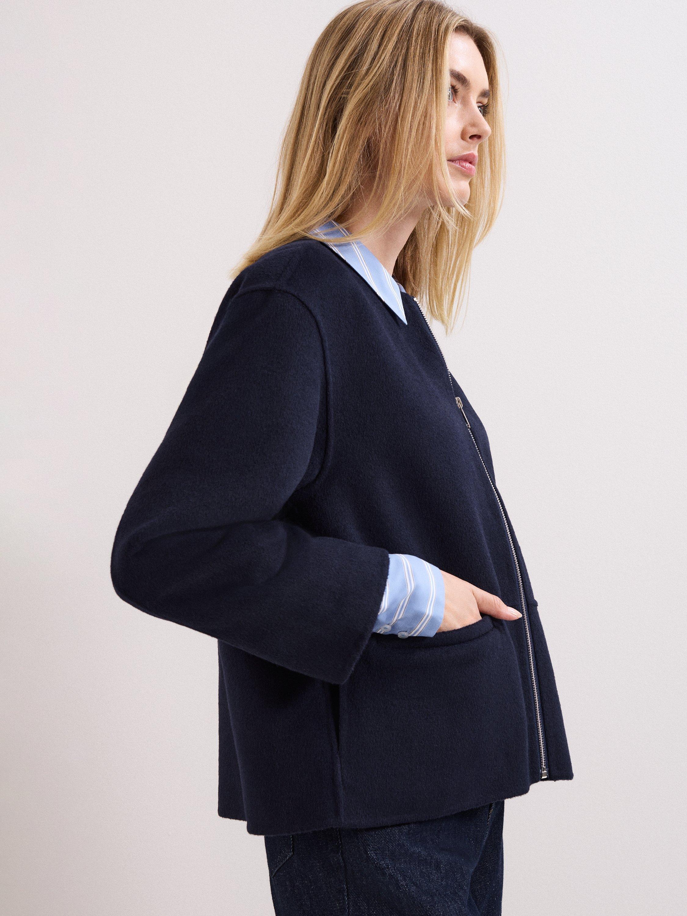 Product image 8 of 8, which shows Phase Eight Georgie Double Face Zip Jacket, Navy, L