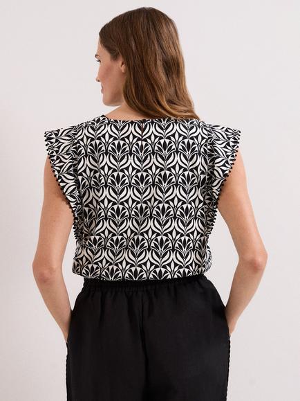 Phase Eight Beth Geometric Top, Ivory - view 2, Ivory
