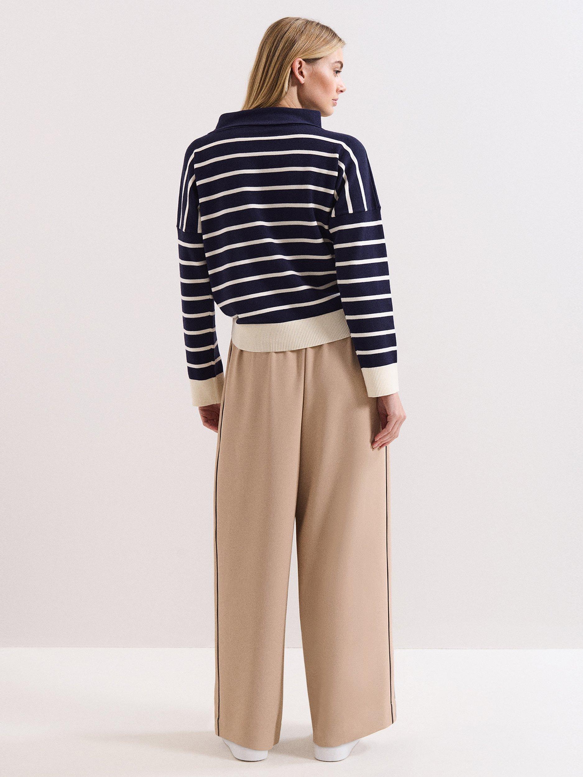Product image 2 of 7, which shows Phase Eight Petite Skye Side Stripe Trousers, Camel, 10