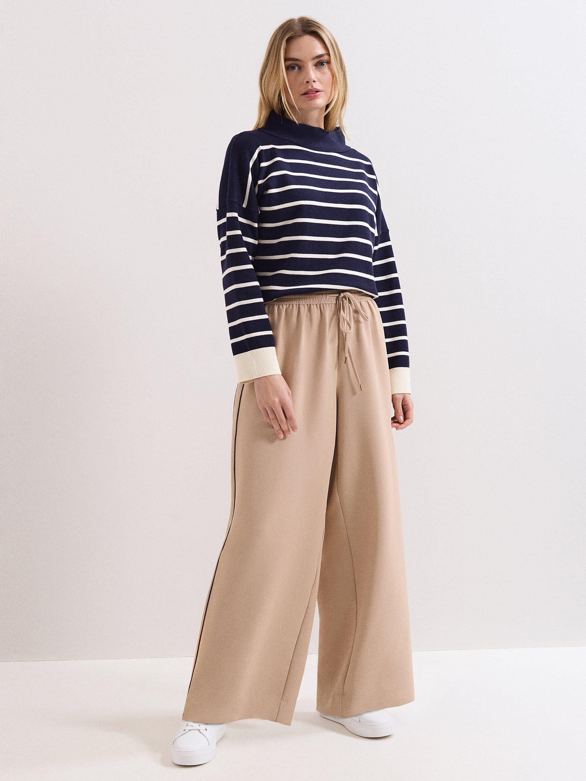 Product image 3 of 7, which shows Phase Eight Petite Skye Side Stripe Trousers, Camel, 10