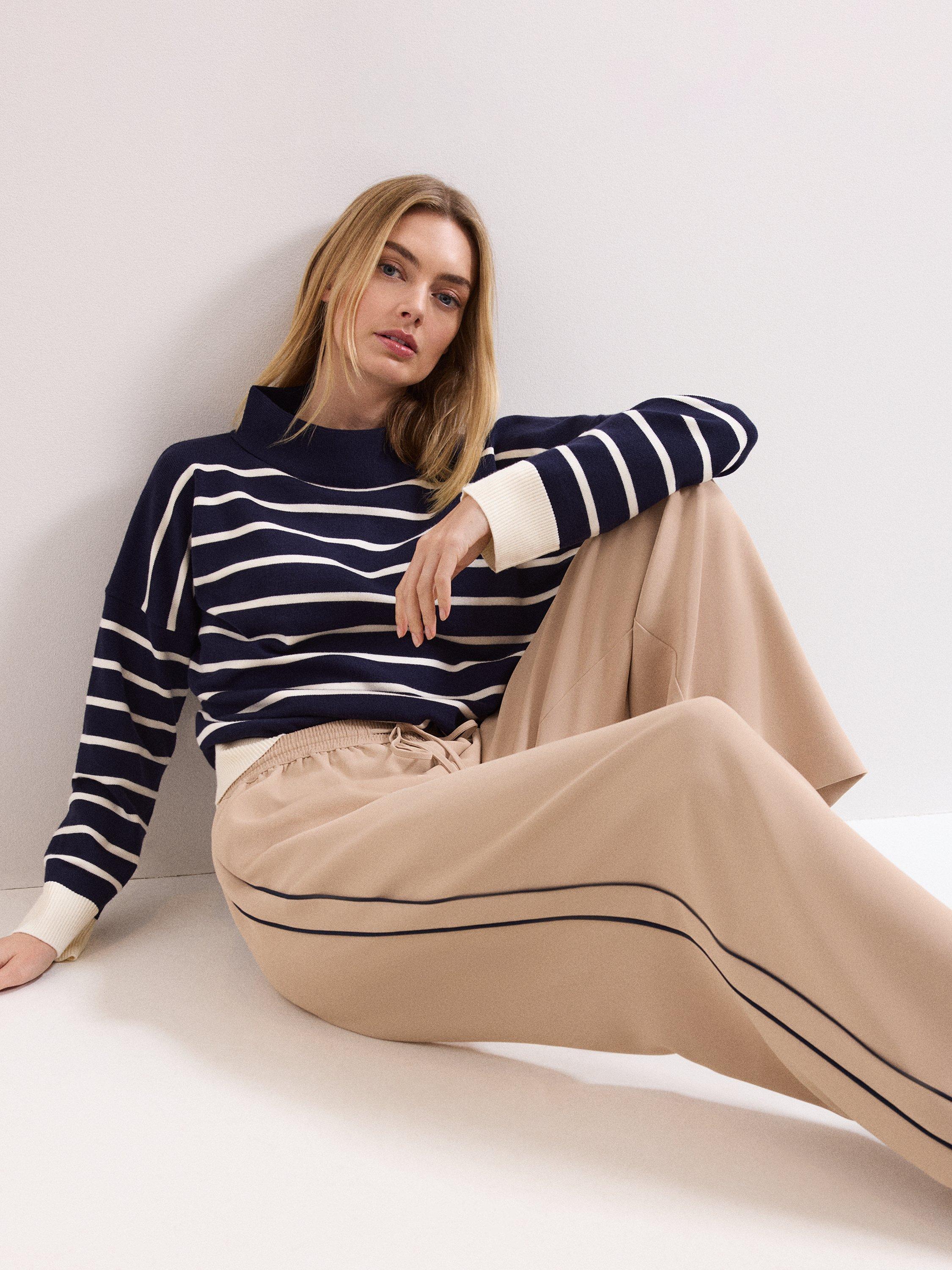 Product image 7 of 7, which shows Phase Eight Petite Skye Side Stripe Trousers, Camel, 10