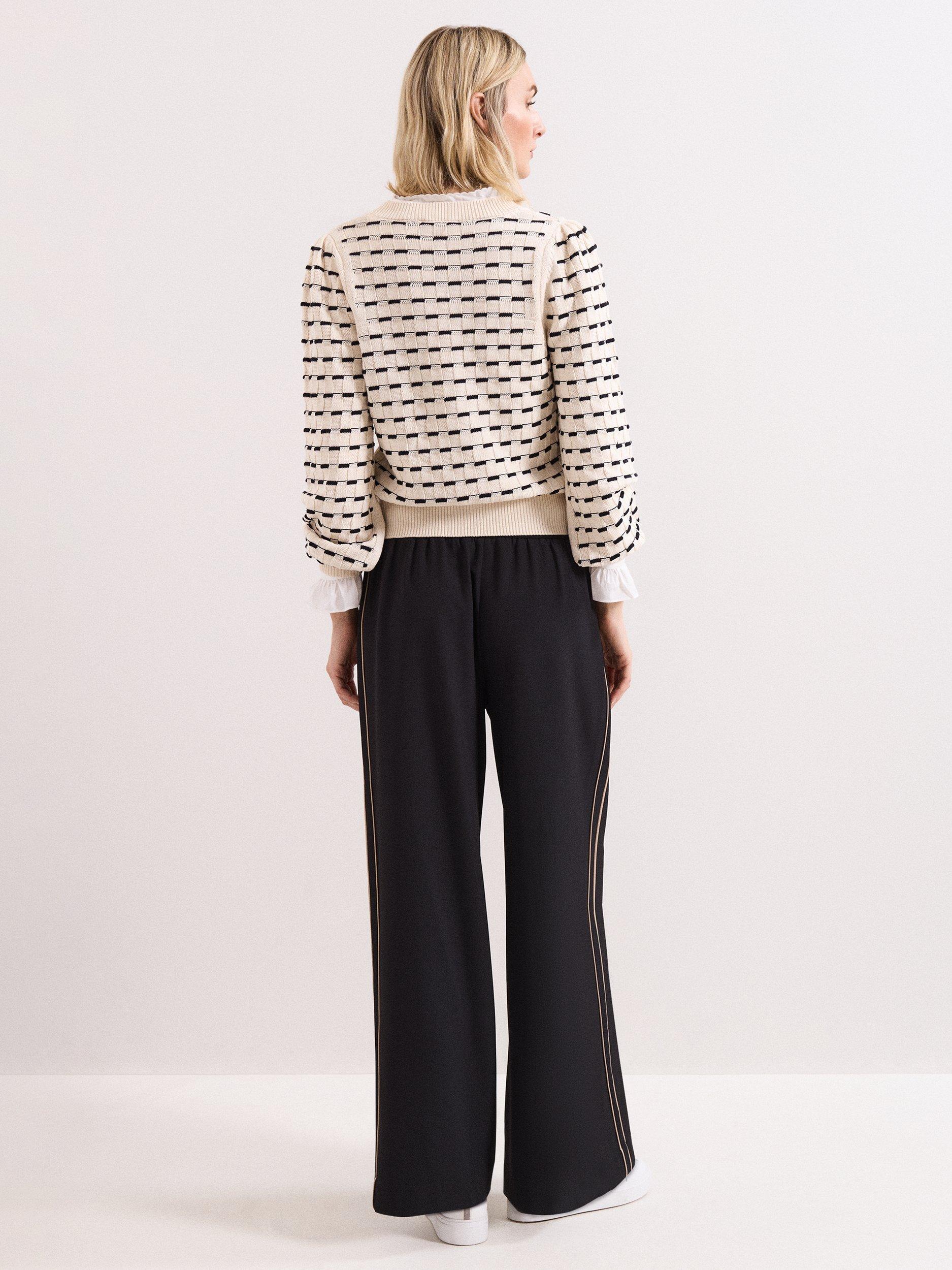 Product image 2 of 9, which shows Phase Eight Skye Side Stripe Trousers, Black, 10