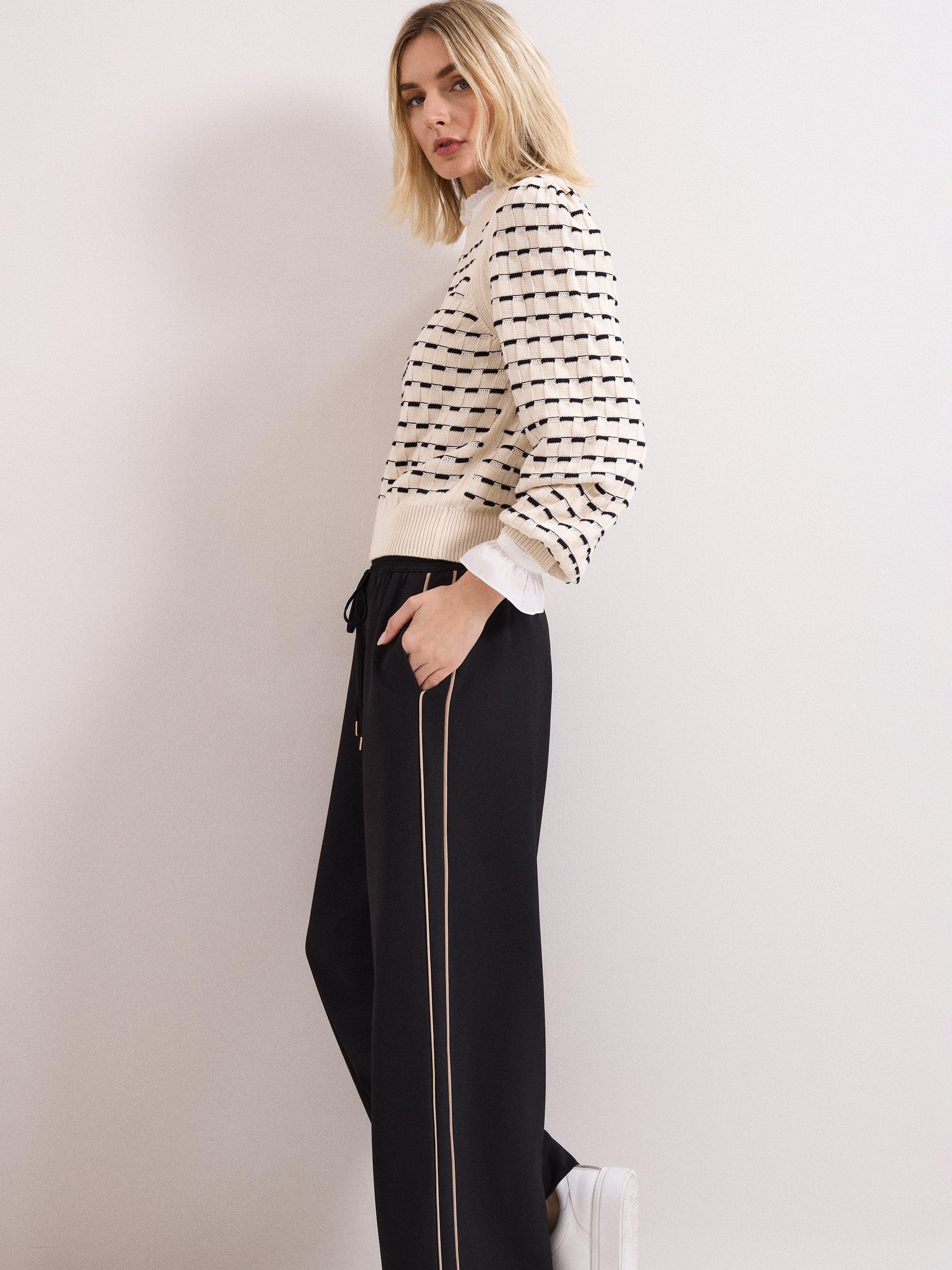 Product image 7 of 9, which shows Phase Eight Skye Side Stripe Trousers, Black, 10