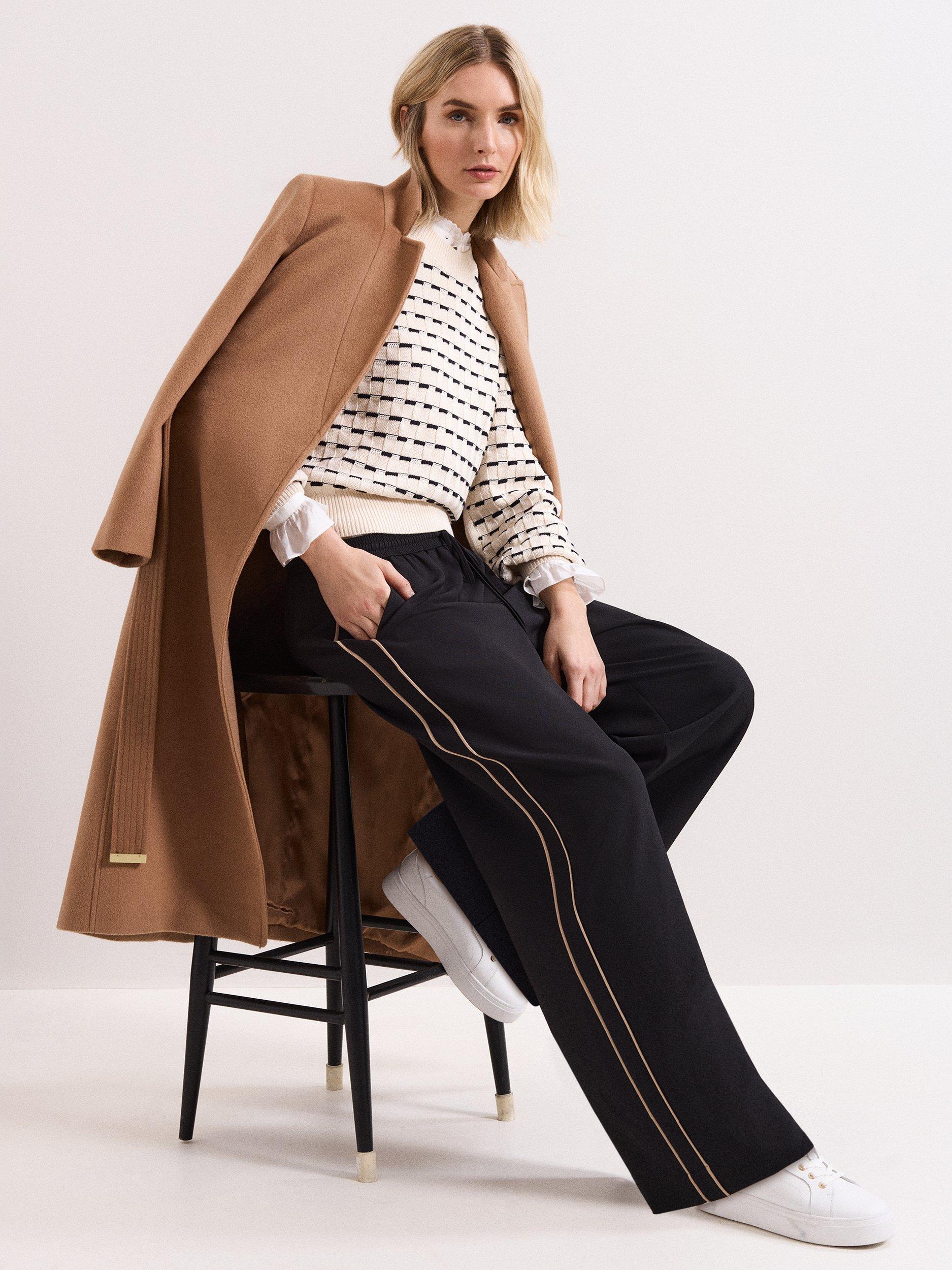 Product image 9 of 9, which shows Phase Eight Skye Side Stripe Trousers, Black, 10