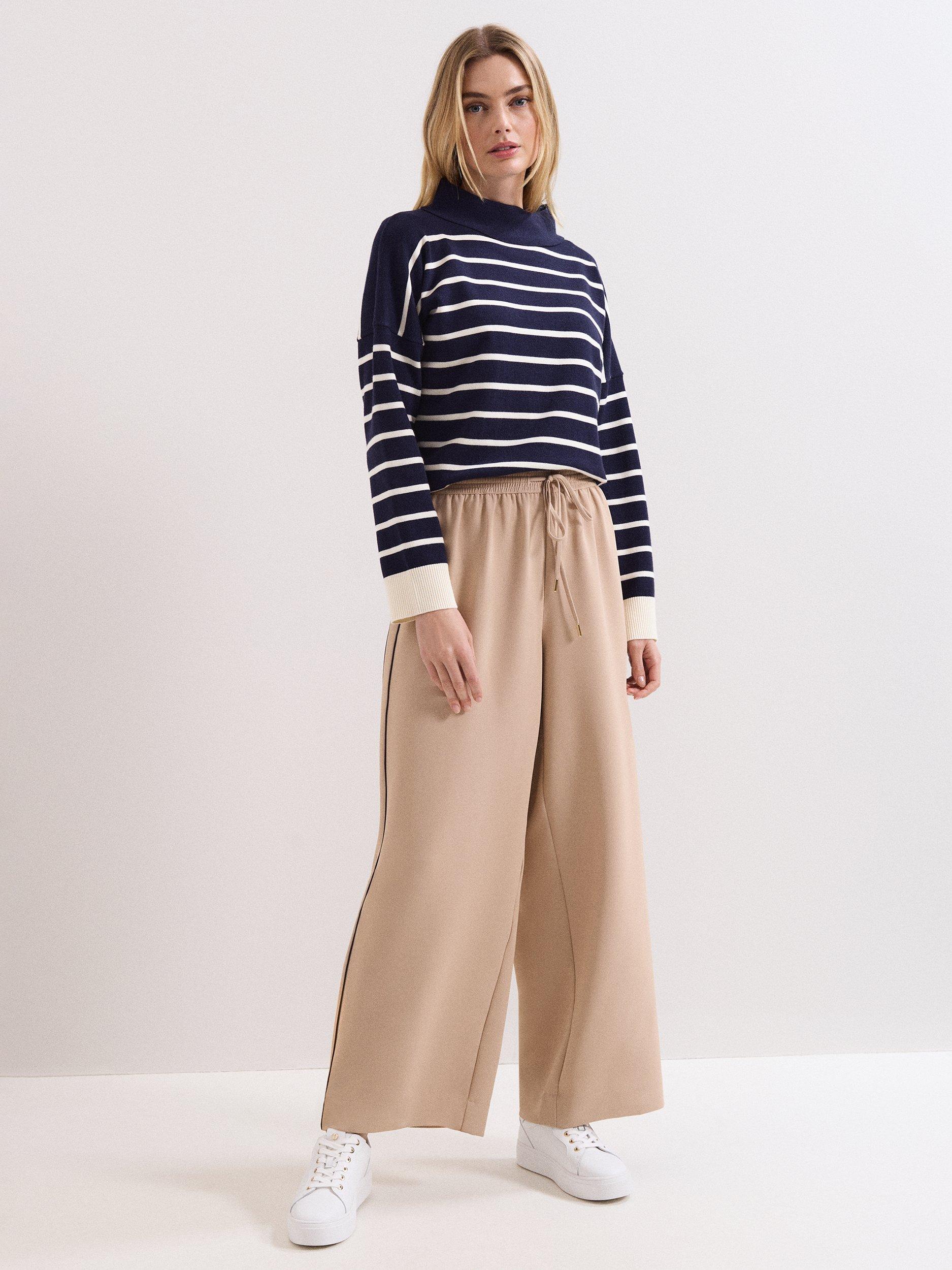 Product image 3 of 7, which shows Phase Eight Skye Side Stripe Trousers, Camel, 8