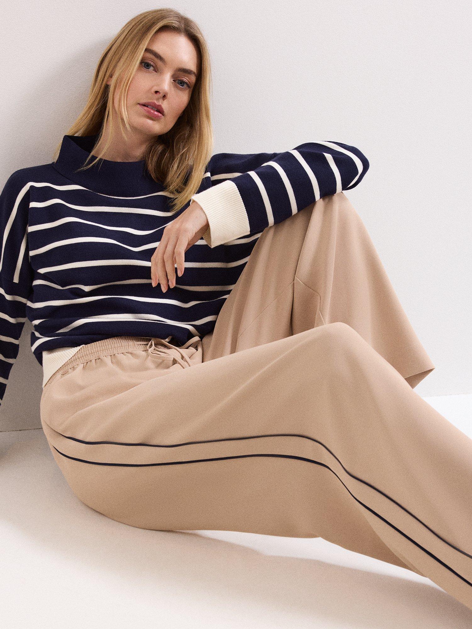 Product image 7 of 7, which shows Phase Eight Skye Side Stripe Trousers, Camel, 8