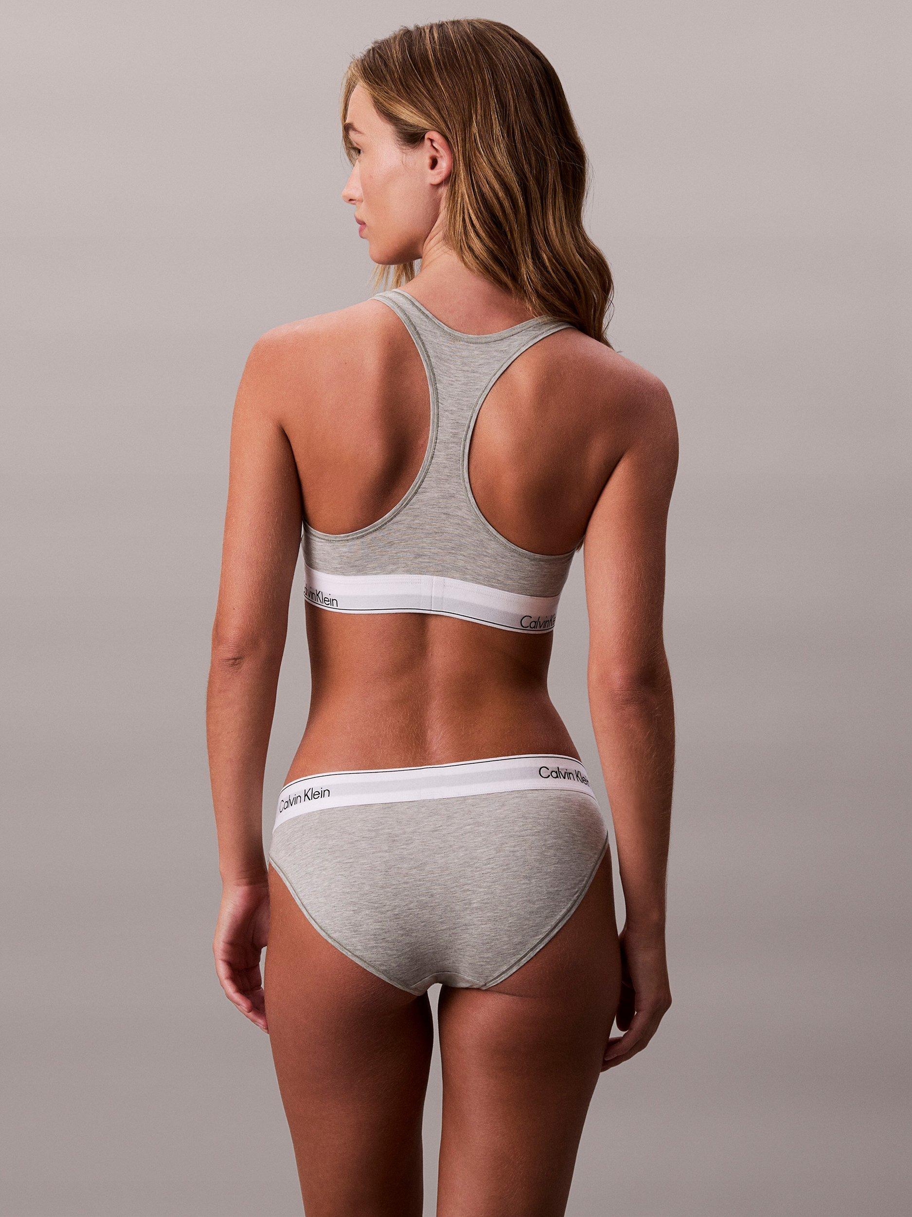 Product image 2 of 5, which shows Calvin Klein Icon Cotton Modal Bikini Knickers, Grey Heather, XS