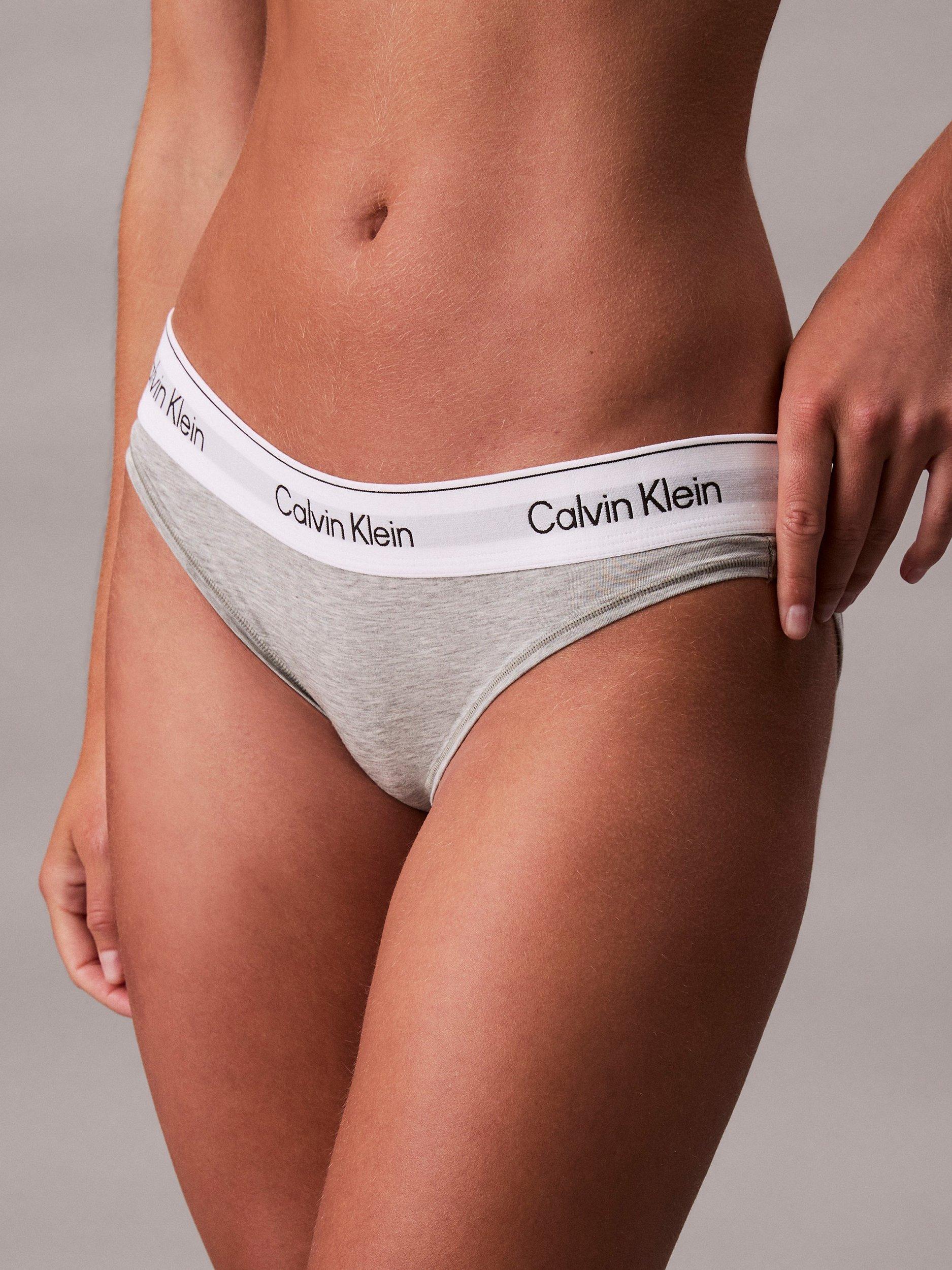 Product image 4 of 5, which shows Calvin Klein Icon Cotton Modal Bikini Knickers, Grey Heather, XS