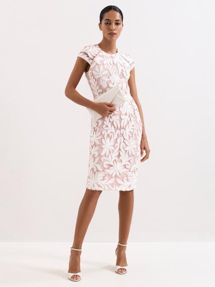 Phase Eight Karima Tapework Dress, Pale Pink, Pale Pink