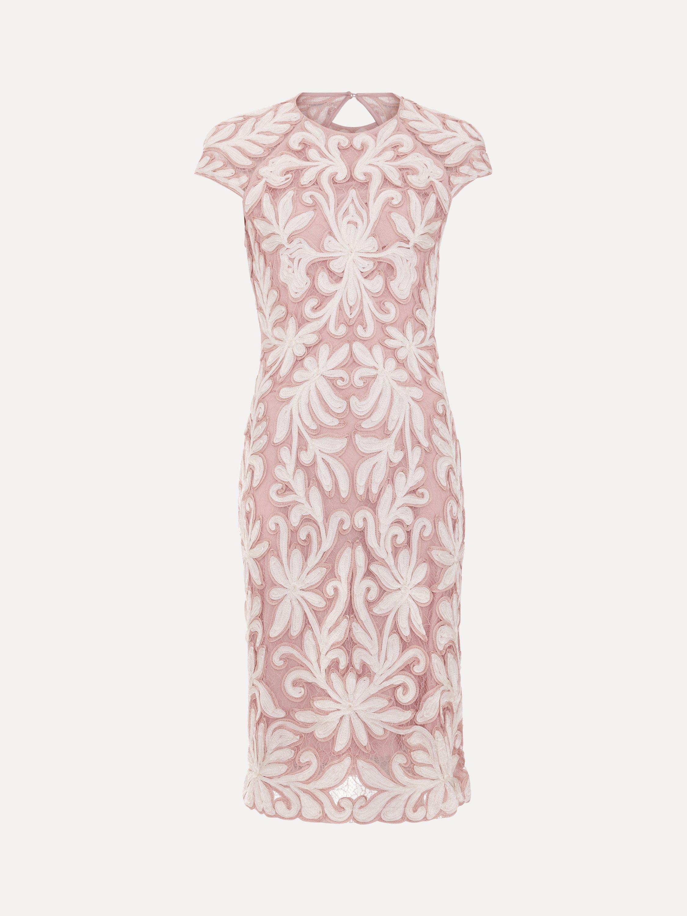 Product image 5 of 9, which shows Phase Eight Karima Tapework Dress, Pale Pink, 10