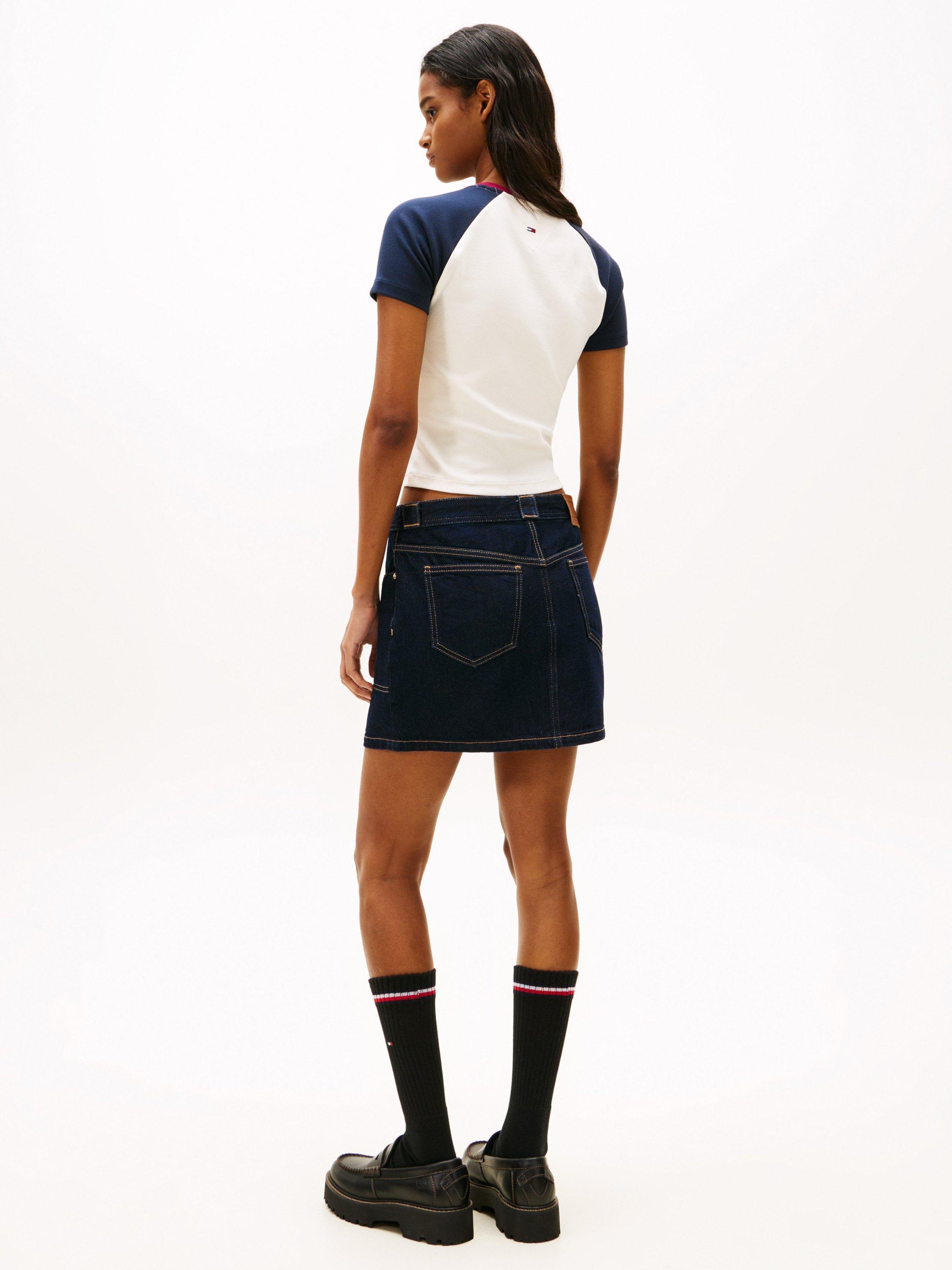 Product image 2 of 5, which shows Tommy Jeans Logo Raglan Sleeve T-Shirt, Ancient White, XS