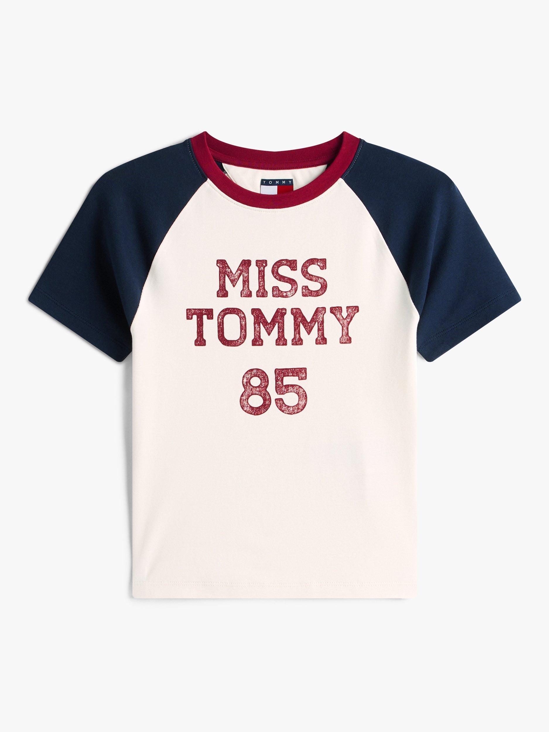 Product image 5 of 5, which shows Tommy Jeans Logo Raglan Sleeve T-Shirt, Ancient White, XS