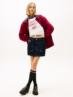 Tommy Hilfiger Embroidered Flag Denim Mini Skirt, Dark Blue - view 2, Dark Blue