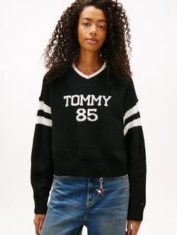 Tommy Jeans Intarsia Logo Jumper, Black, Black