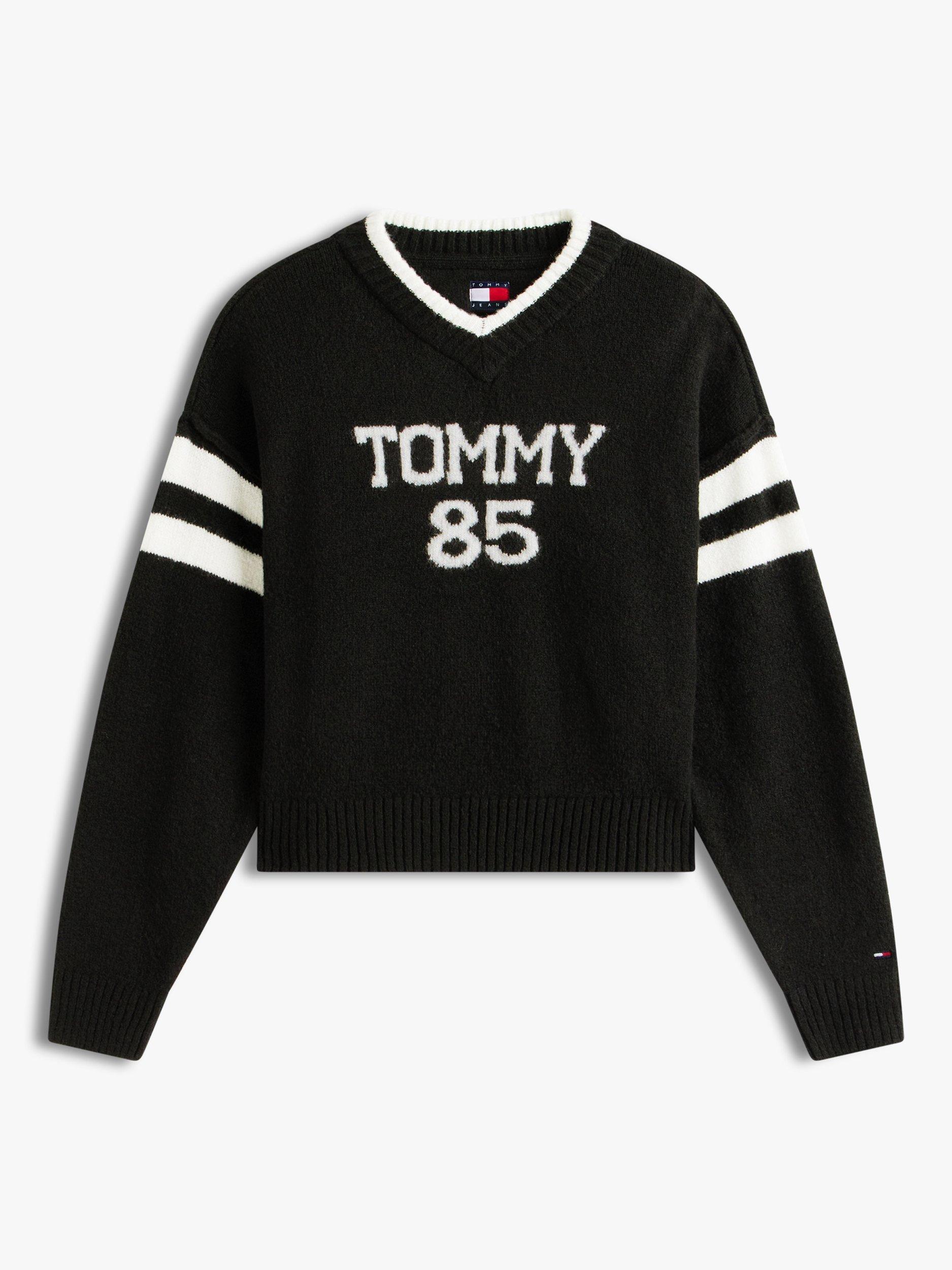 Product image 5 of 5, which shows Tommy Jeans Intarsia Logo Jumper, Black, XS