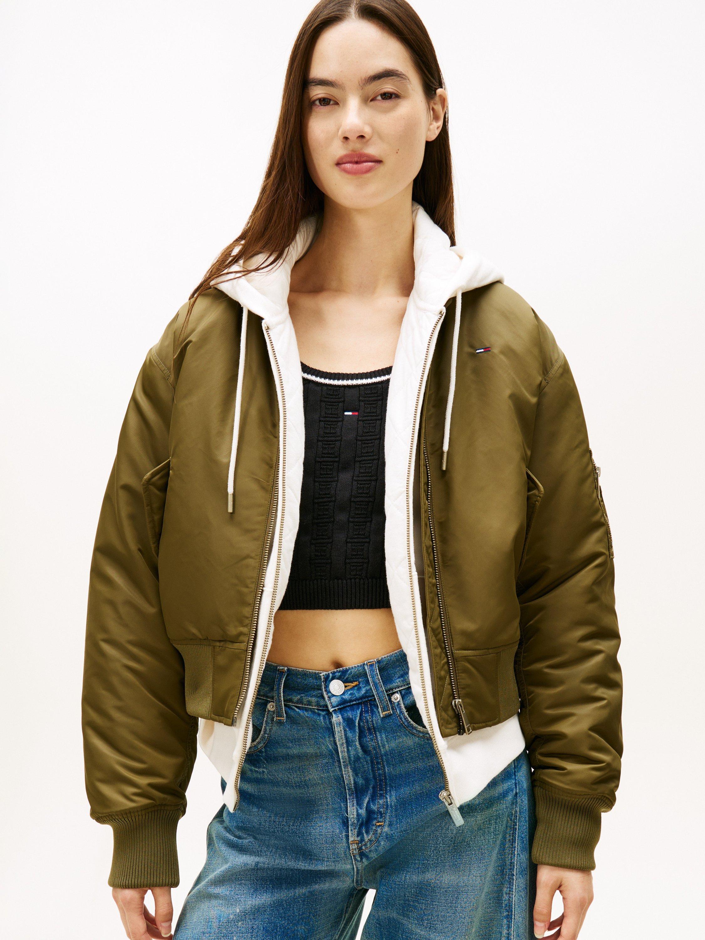 Product image 1 of 5, which shows Tommy Hilfiger Essential Twill Bomber Jacket, Tundra Olive, XS