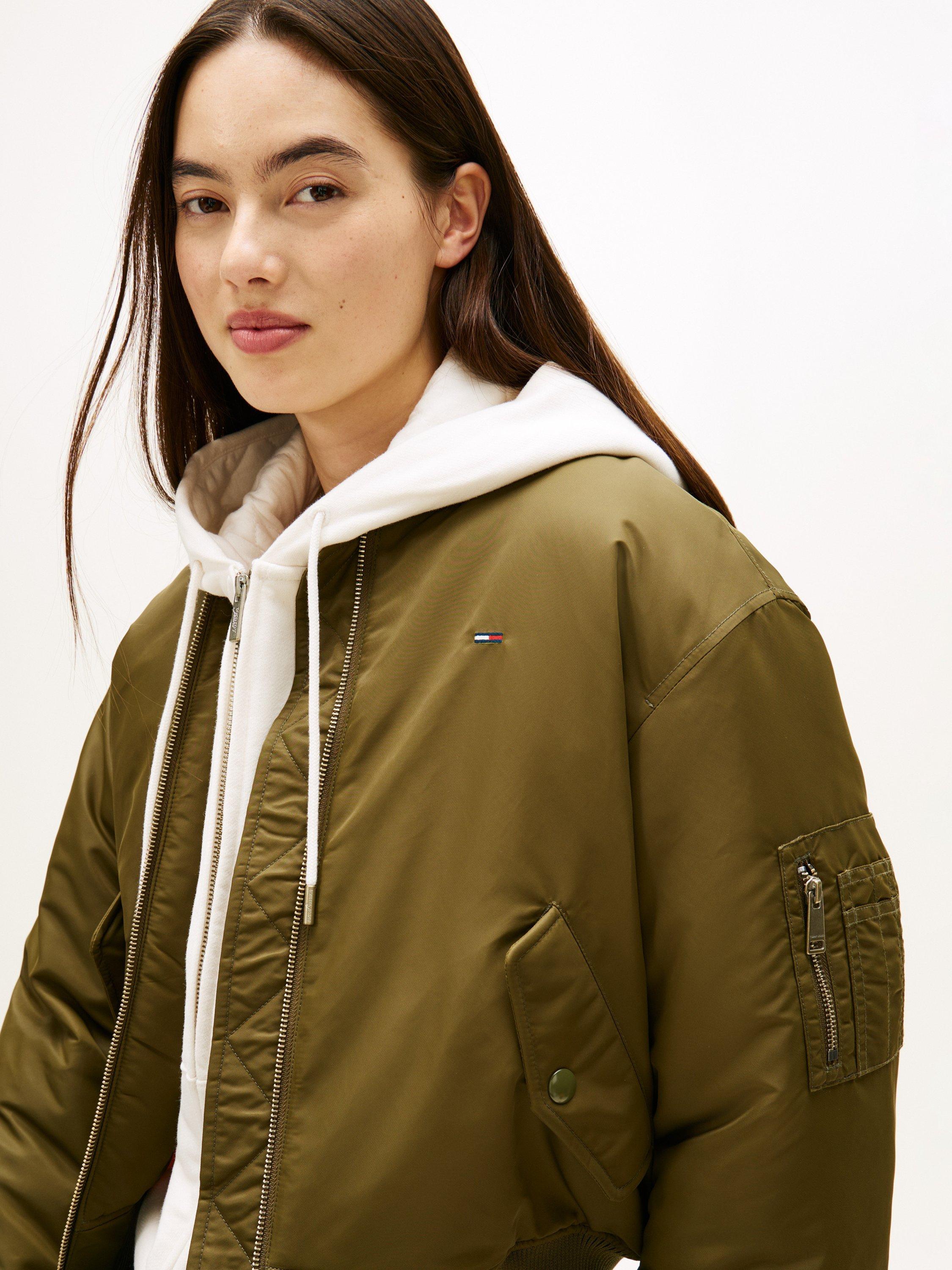 Product image 4 of 5, which shows Tommy Hilfiger Essential Twill Bomber Jacket, Tundra Olive, XS
