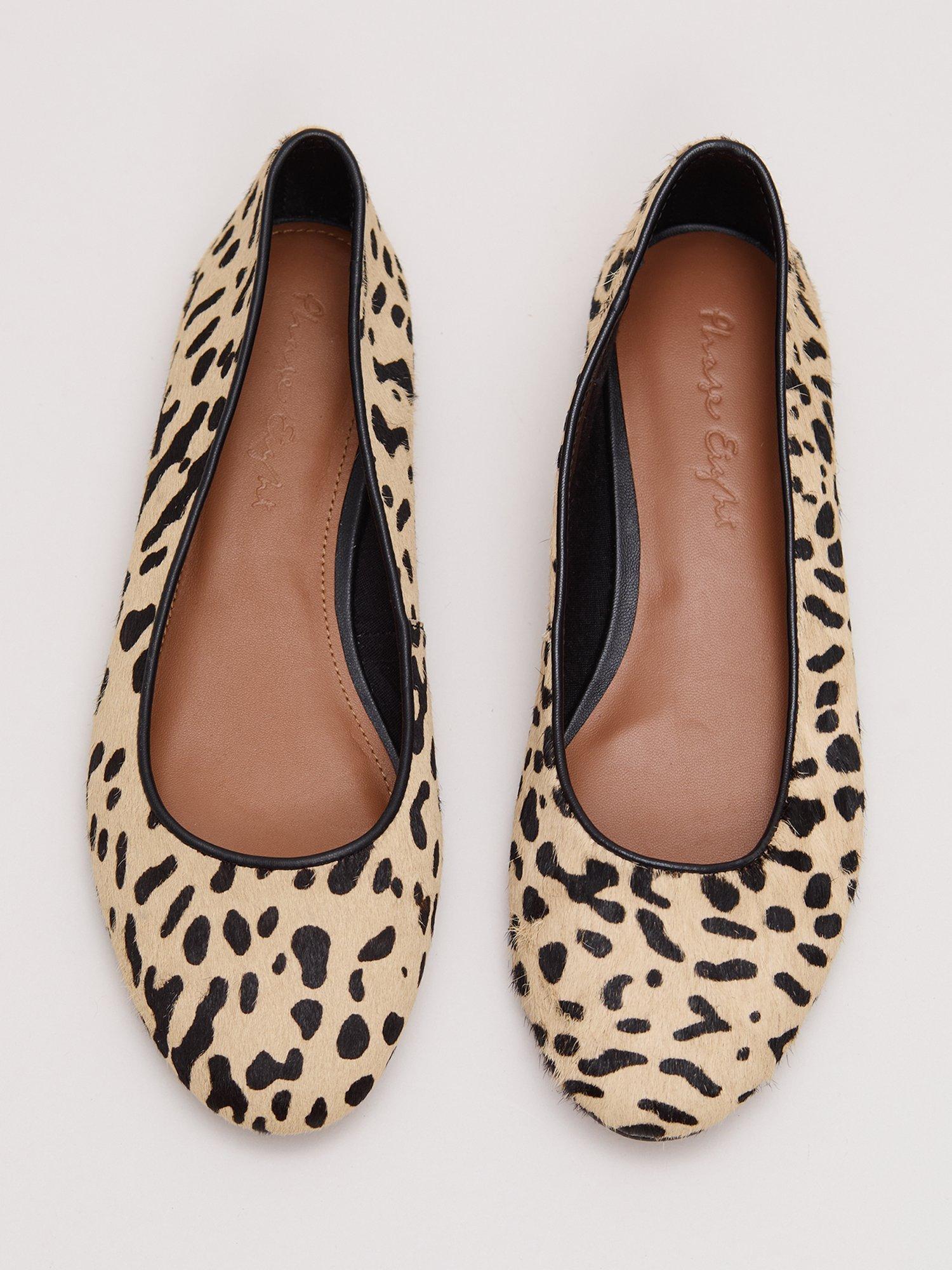 Product image 3 of 9, which shows Phase Eight Animal Print Ballet Pumps, Black/Multi, 3