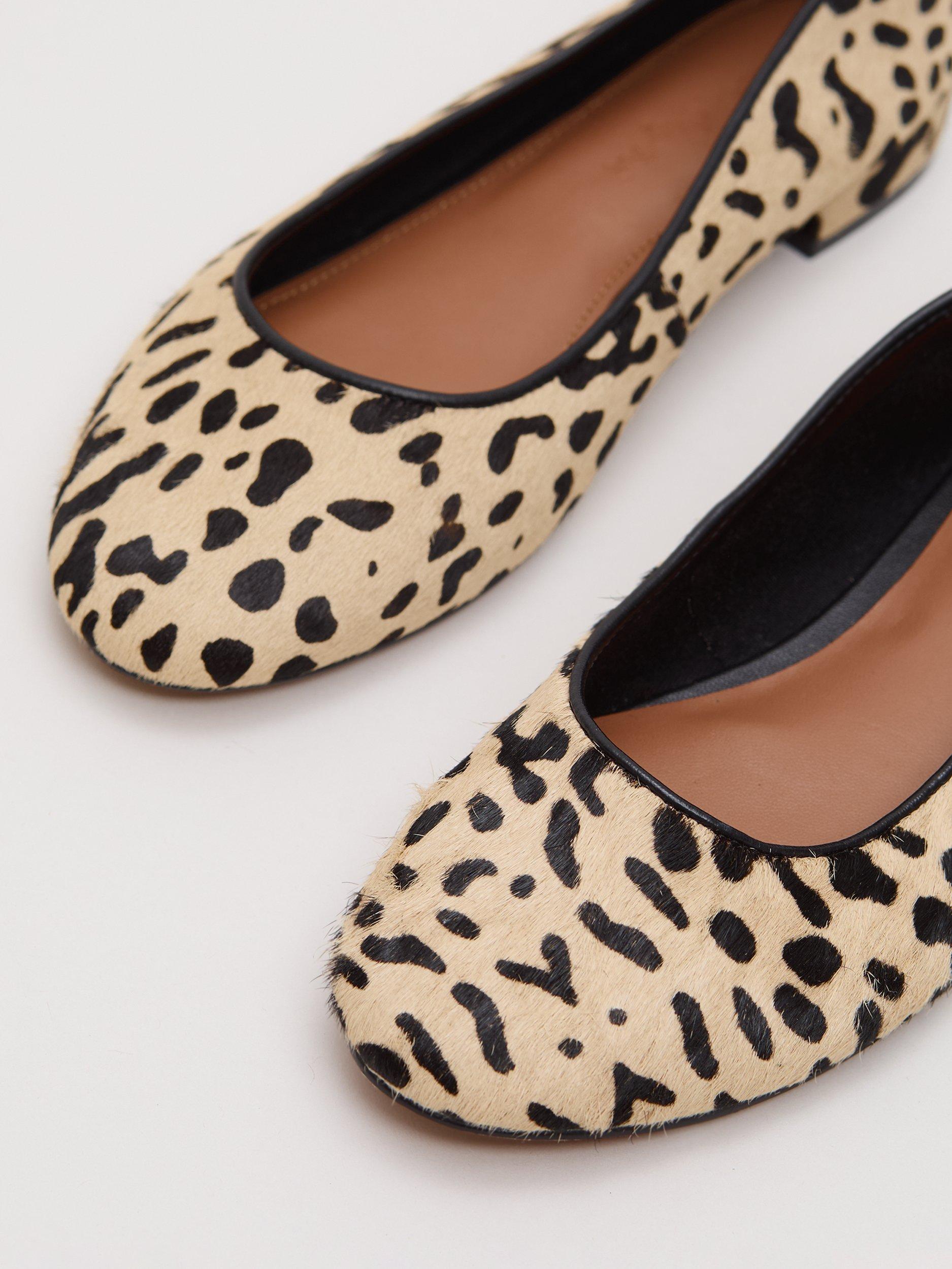 Product image 5 of 9, which shows Phase Eight Animal Print Ballet Pumps, Black/Multi, 3