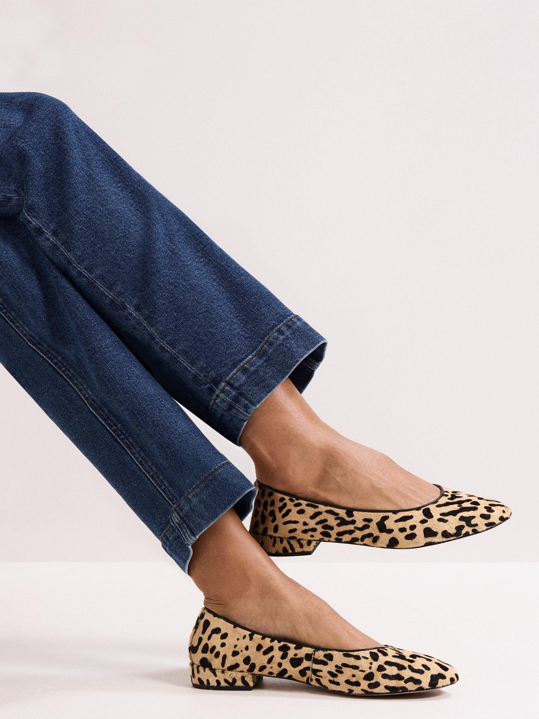 Product image 7 of 9, which shows Phase Eight Animal Print Ballet Pumps, Black/Multi, 3