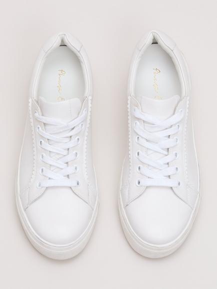 Phase Eight Lace Up Leather Trainers, White - view 2, White