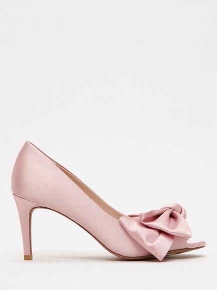 Phase Eight Bow Satin Court Shoes, Pale Pink, Pale Pink