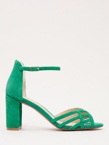 Phase Eight Strappy Block Heel Suede Sandals, Green