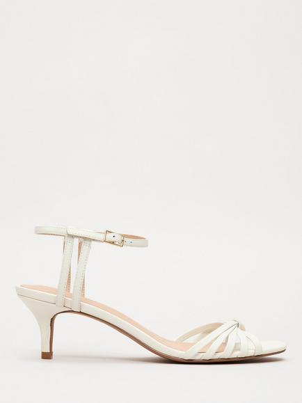 Phase Eight Strappy Kitten Heel Leather Sandals, Cream, Cream