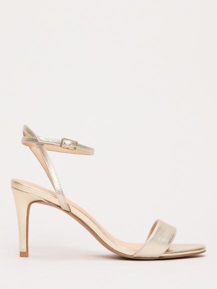 Phase Eight Metallic Leather Strap Heels, Gold, Gold