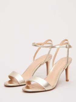 Phase Eight Metallic Leather Strap Heels, Gold - view 2, Gold