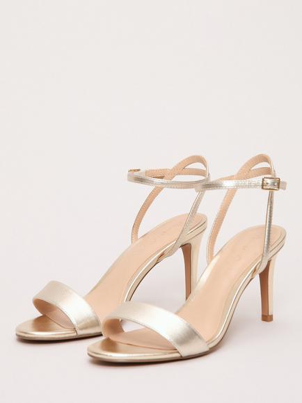 Phase Eight Metallic Leather Strap Heels, Gold - view 2, Gold
