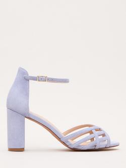Phase Eight Strappy Block Heel Suede Sandals, Pale Blue