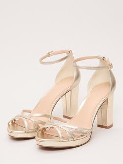 Phase Eight Strappy Platform Heel Sandals, Gold - view 2, Gold