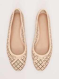 Phase Eight Cutwork Leather Ballerina Pumps, Stone - view 2, Stone
