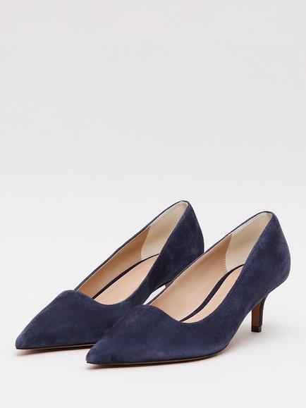 Phase Eight Pointed Suede Court Shoes - view 2, Navy