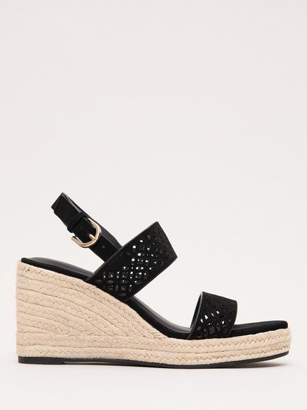 Phase Eight Suede Wedge Heel Sandals, Black