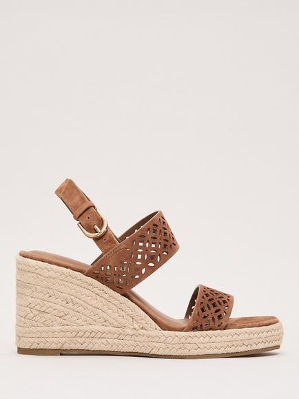 Phase Eight Suede Wedge Heel Sandals, Tan