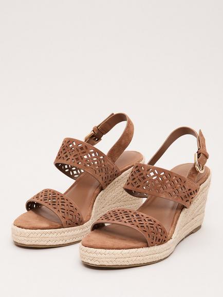 Phase Eight Suede Wedge Heel Sandals - view 2, Tan
