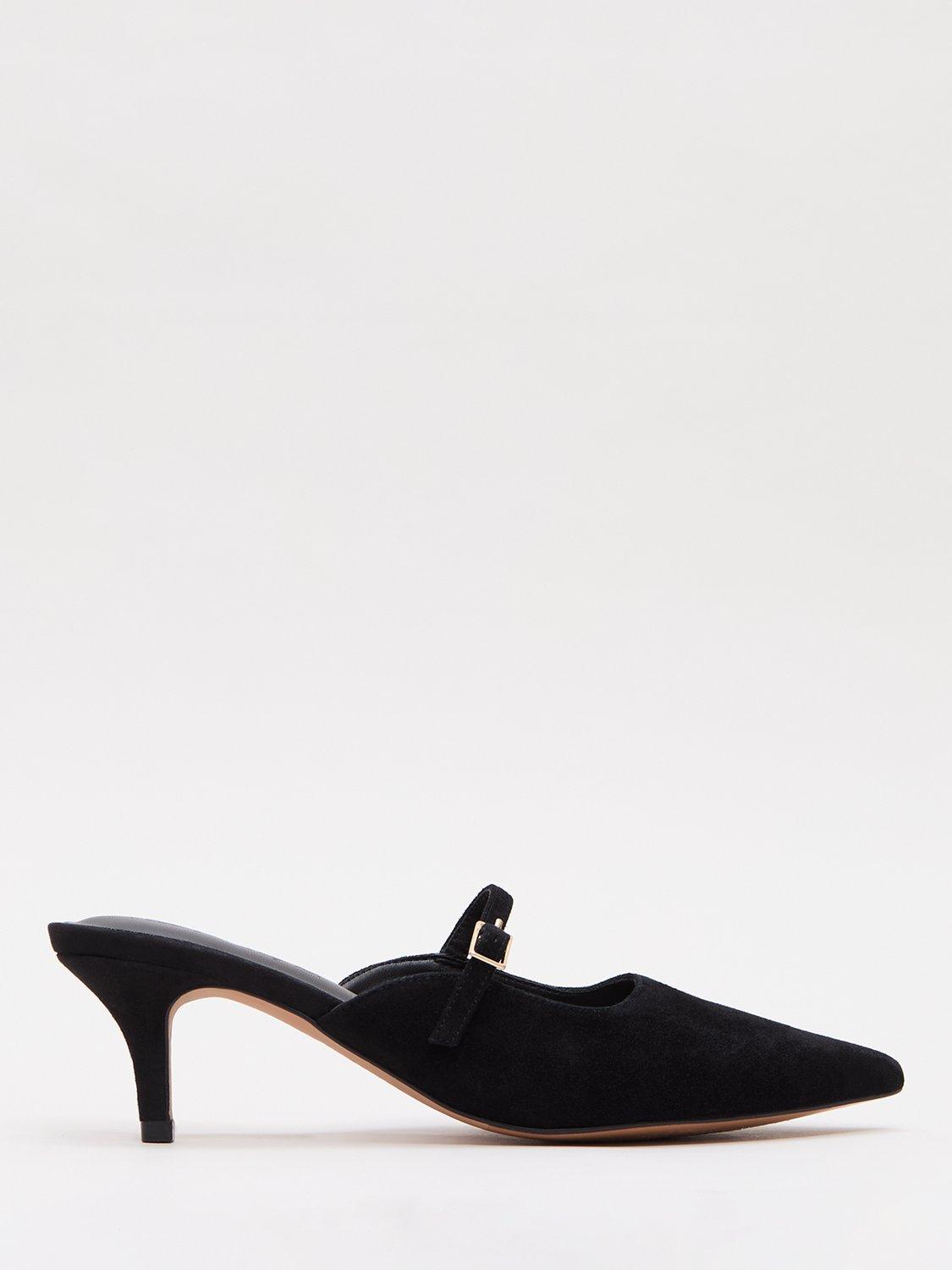 Product image 1 of 8, which shows Phase Eight Suede Mary Jane Mules, Black, 3
