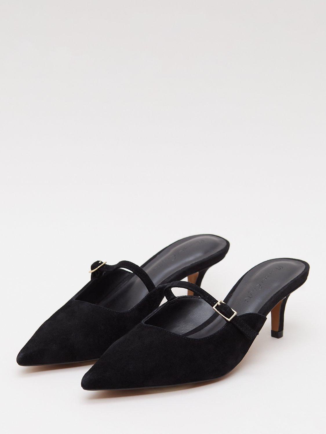 Product image 2 of 8, which shows Phase Eight Suede Mary Jane Mules, Black, 3