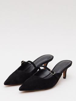Phase Eight Suede Mary Jane Mules, Black - view 2, Black